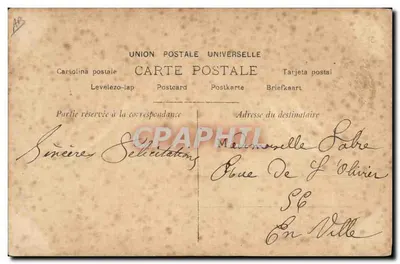 Mujer en vestido con flecos — Polaire — Rueetlusijer, París, n° 1074 — Reverso
