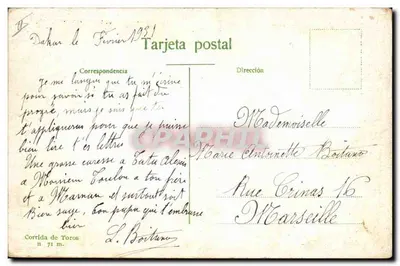 Fall of the picador — bullfight scene — publisher not visible — Back