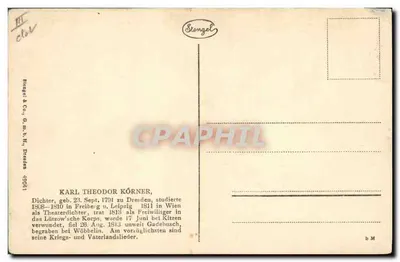 Karl Theodor Körner — poeta wojskowy — Stengel & Co. nr 49061 — Rewers