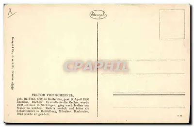 Dr. Viktor von Scheffel — retrato gravado — Stongel & Co., Dresden 49030 — Verso