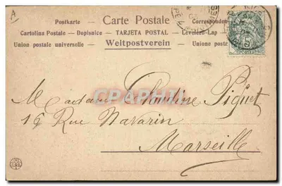 Jovem mulher no jardim — Sentimentalismo poético — editor 'Union postale universelle' n°505 — Verso