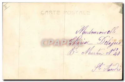 Jovem homem e mulher sob um tronco de árvore — cena romântica — Alzerocca, n° 4904 — Verso