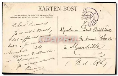 Młoda dziewczyna z Bannalec — Studium kapeluszy bretońskich — Wydawca VILLAND, Quimper — Rewers