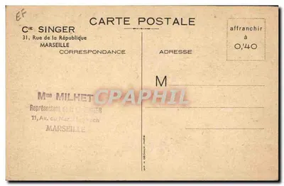 Macchina da cucire SINGER — Pubblicità — Cie SINGER, Marsiglia — Verso