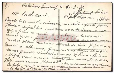 Menú de Amor — Tarjeta postal humorística con ilustraciones de parejas en uniforme — editor desconocido, n° de serie 1198 — Reverso