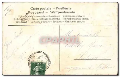 Różowe kwiaty i parasol — Szczęśliwego Dnia — wydawca nieznany — Rewers