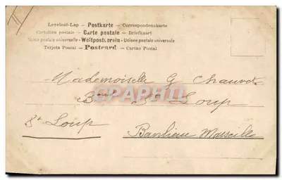 Kobieta i dwaj dzieci pod parasolem — Devinez — wydawca Devinez, nr 195 — Rewers