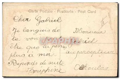 Antieke ansichtkaart Fantasie Vrouw Letters Brief G — Achterkant