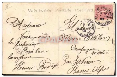 Femme sur branche d'arbre — jeune homme à vélo — éditeur PIERROUX & CIE, n° 2153 — Verso