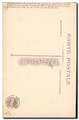 Edouard VII — rei da Inglaterra — editor L.V.C. n° P.1 — Verso