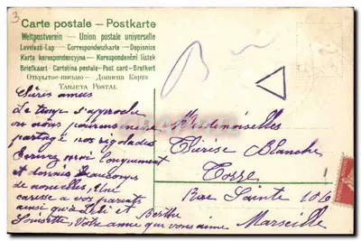 Harpas e hortênsias — Melhores desejos — Carta postal multilingue — Verso