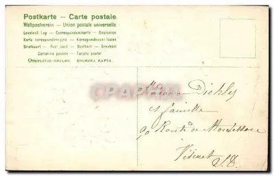 Violetas — Carte postale com paisagem — União Postal Universal — Verso