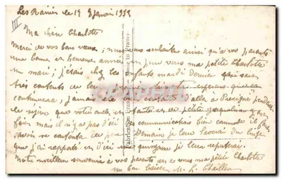 Linguagem das Flores — Carte postale ilustrada com símbolos florais e um castelo — Fabrication Francesa — Verso