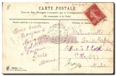Fleurs et leurs attributs — Carte postale illustrée avec hortensia, marguerite, orchidées, muguet, cyclamen, géranium — éditeur K. F. Éditeurs, Paris, série n°5 — Reverso