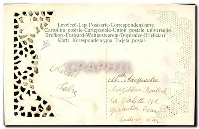 Arranjo de flores de pensão — Ano Novo — Carta postal multilíngue — Verso