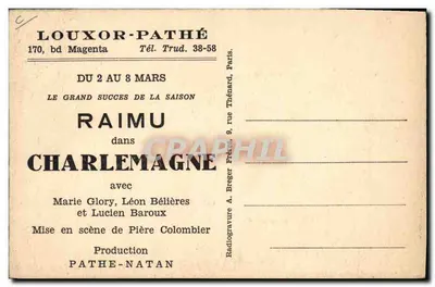 Charlemagne — cena de filme — Louxor-Pathé — Verso