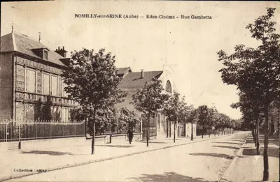Bilhete postal antigo Eden Cinema Rue Gambetta Romilly sur Seine