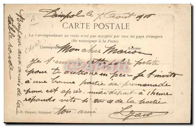 Joven Païmpolaise — Recuerdo de Bretaña — Lib. Huyart, Païmpol — Reverso