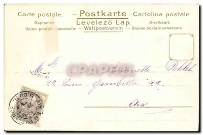Portret młodej kobiety — kartka pocztowa podpisana 'Meargo' — wydawca nieznany — Rewers