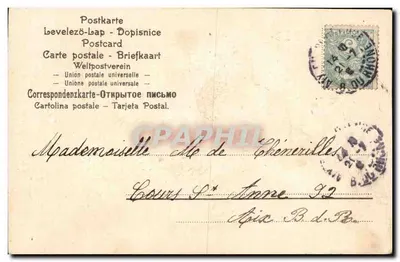 Bouquet de asters violetas — decoración colgante — editor Spaly, n° 3450 — Reverso