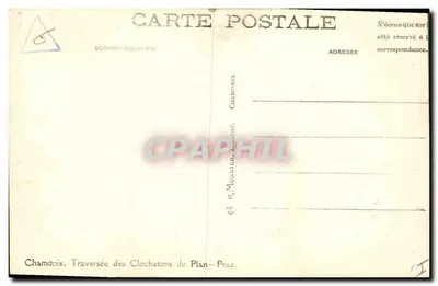 Chamonix. Traversée dos Clochetons de Plan-Praz — editor G. Monnier, Chamonix — Verso
