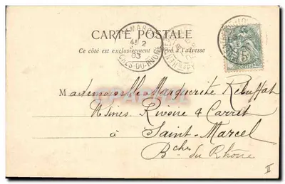 Mulher com cesta de pensamentos — Linguagem das Flores — Phototype J. Bergeret et Cie, Nancy — Verso