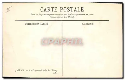 Oran — A Promenade vista do Lago — editor LL, n°7 — Verso