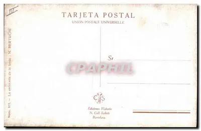 Torero i byk — scena bullfightingu — Wydawnictwo Vidioria, N. Coll Salièti, Barcelonie, nr 811 — Rewers
