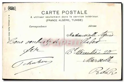 Touro e matador — espetáculo de corrida — K. F. Editeurs, Paris, Série 1747 — Verso