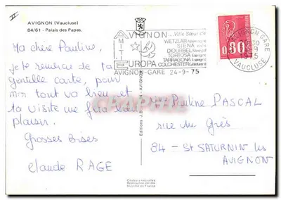 Avignon — 1º Festival da França — BEC ET GRIFFES — Verso