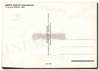 Liberdade, Igualdade, Choucroute — Jacques Faizant 1985 — Éditions Cinéma à la Carte — Verso