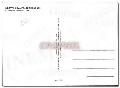 Liberté, Égalité, Choucroute — Jacques Faizant 1985 — Wydawnictwo 'L'Humour à la Carte' — Rewers