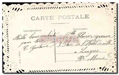 Due colombelle tra fiori blu — Buon anno e felice anno — J.C. Paris — Verso