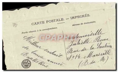 Ave com flores — Boa e feliz ano — Editor P.F.L. Marselha — Verso