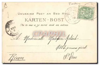 Um aposentado de Plonevez-Porzay — Bretanha — Coleção VILLARD, Quimper, n°1399 — Verso
