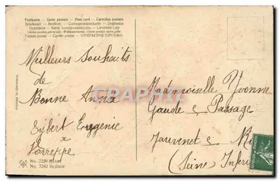 Houx e pássaro — carta de boas-vindas — editor Brillant, n° 7239 — Verso