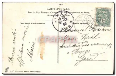 Bonne Année — trèfles et étoiles — K. F. Éditeurs, Paris, série 01698 — Rewers