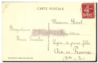 No Grépon - Descida do Grande Gendarme — Massif do Mont-Blanc — Editor Braun & Cie, n°13522 — Verso