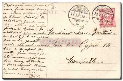 Vrouw en kind in een landschap — brief van de ansichtkaart — uitgever LEBON, n° 4913 — Achterkant