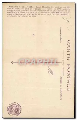 Generaal Kitchener — Lord Horatio Herbert — Fot. H. Manuel, Parijs — nr. O.6 — Achterkant