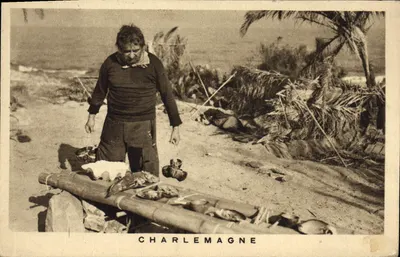 Carlo Magno — praia com peixes — editor A. Begier, n° 34