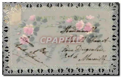 Flores de rosas — Boa festa — Carte postale francesa — Verso