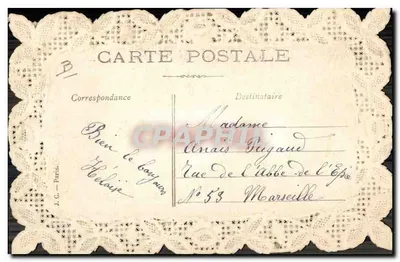 Bouquet de rosas y flores azules — en un cesto — editor J.C. París — Reverso