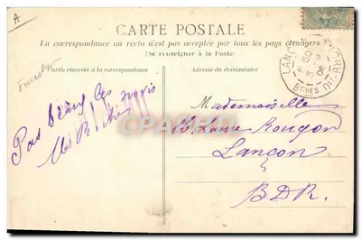 Żeni się w Pont-l'Abbé — fotografia pary w tradycyjnym stroju — Héliotypie Lucas et Cie, Nantes — Rewers