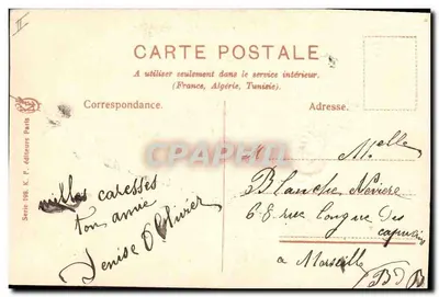 Flores e pombas — Lembrete — K. P. editores Paris, Série 198 — Verso