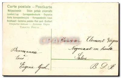 Buen Año — flores y tréboles — editor no visible — Reverso
