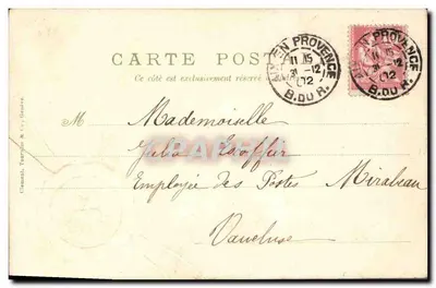 Carta postal de boas-vindas — 1903 — editor Clément, Tourville & Cie, Genebra — Verso
