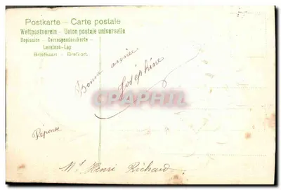 Pink and Blue Flowers — 'I Think of You' — Postcard - Postcard - Universal Postal Union — Back