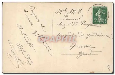 O idioma dos selos — cartão postal ilustrado com selos franceses decorativos — editor desconhecido, n° 1158 — Verso