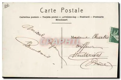 Linguagem dos selos — Carta postal decorativa com selos e foto — JAK Paris — Verso